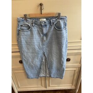 Abercrombie & Fitch Denim‎ High Rise Long Skirt Slit Light Rinse 33/16P Cotton